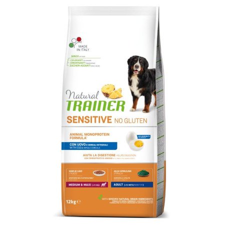 Natural Trainer ADULT DOG SENSITIVE NO GLUTEN M/M su kiaušiniu 12kg