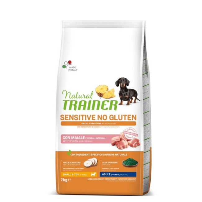 Natural Trainer ADULT DOG SENSITIVE NO GLUTEN MINI su kiauliena 7kg