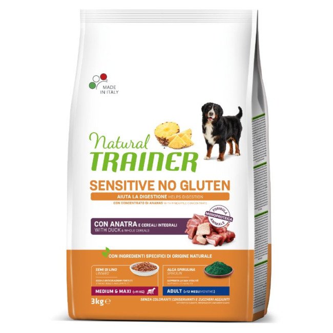 Natural Trainer ADULT DOG SENSITIVE NO GLUTEN M/M su antiena 3kg