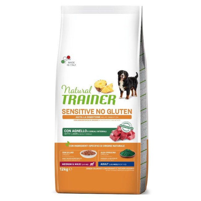 Natural Trainer ADULT DOG SENSITIVE NO GLUTEN M/M su ėriena 12kg