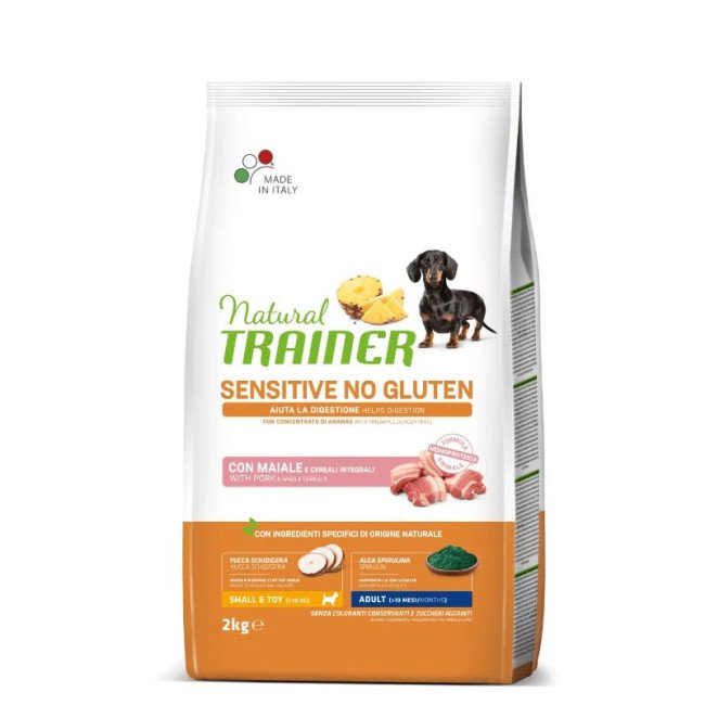 Natural Trainer ADULT DOG SENSITIVE NO GLUTEN MINI su kiauliena 2kg